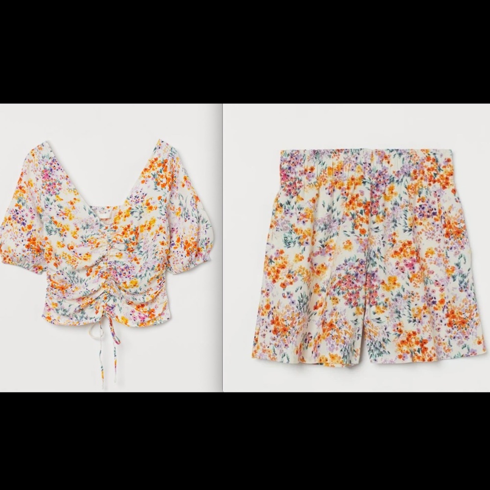 H&M Linen Blend Floral Set